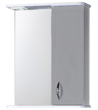 Зеркало-шкаф SANTREK HOME "Мальта-60" (Серый МАТОВЫЙ) с подсветкой Правый 600х725х180