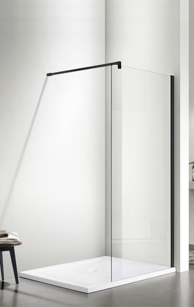 Душевое ограждение SANTREK AQUA Tour - SG-1400-C-Matt Black 1400*1950 стекло Прозр 6мм, профиль Чёрный (штанга в комплекте)