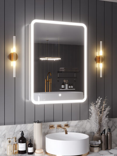 Зеркало-шкаф SANTREK HOME с LED подсветкой левое "ХЕЛЕНА" 500х800мм белый
