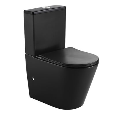 Унитаз-компакт безободковый HOLLER SLIM MB (620*360*820мм, сиденье дюропласт с микролифтом, арматура 2-х режимная) (2 места) черный матовый