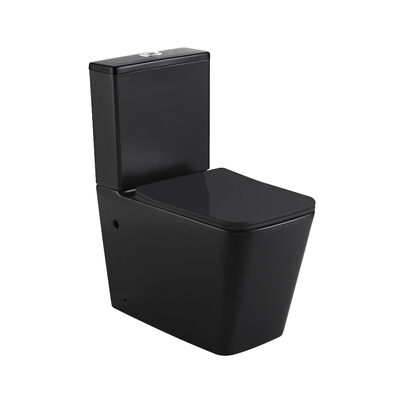 Унитаз-компакт безободковый HOLLER BOX MB (640*340*830мм, сиденье дюропласт с микролифтом, арматура 2-х режимная) (2 места) черный матовый