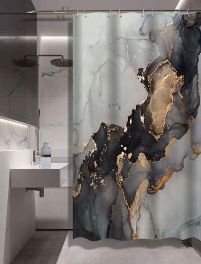 Штора д/ван "ZALEL" с утяжелителем MARBLE 180х200 YT-Marble30 Grey