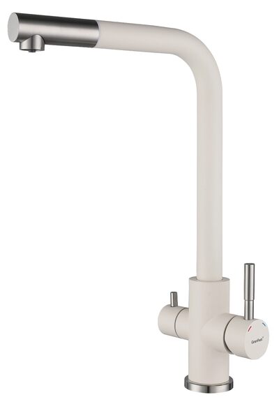 Смеситель Кухня QUARZ GRANFEST Z-5421 d=35 Г-обр. с краном питьевой воды (белый)