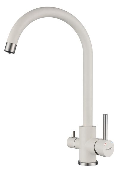 Смеситель Кухня QUARZ GRANFEST Z-5420 d=35 U-обр. с краном питьевой воды (белый)