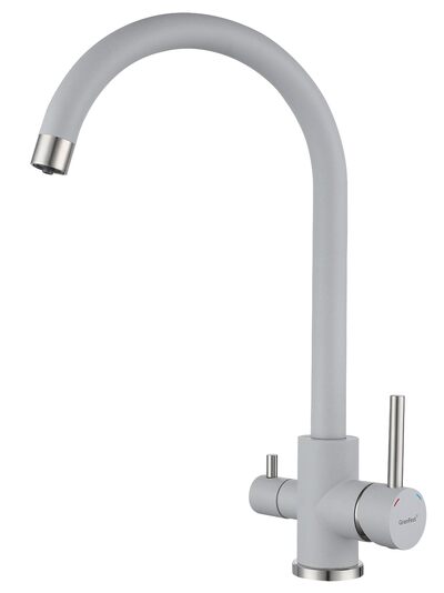 Смеситель Кухня QUARZ GRANFEST Z-5420 d=35 U-обр. с краном питьевой воды (серый)