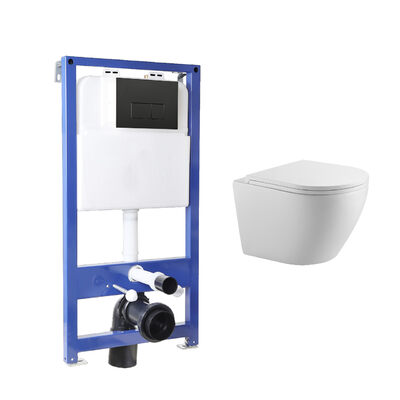 Инсталляция HOLLER MQ100 (комплект 3 в 1) + Унитаз подвесной безободковый HOLLER POINT, белый + Клавиша смыва HOLLER MBV, черный матовый