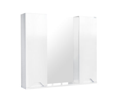 Зеркало-шкаф SANTREK HOME "Римини-80" (Белый глянец) 2 двери 800х732х145