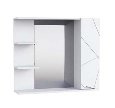 Зеркало-шкаф SANTREK HOME "Джой-80" (Белый глянец) Правый 820х700х175
