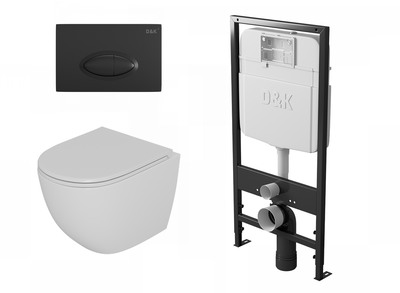 DS1391610 Комплект D&K Matrix Унитаз DT1396016 бел. +Клавиша смыва DB1399025, черный + Инсталляция DI8055119