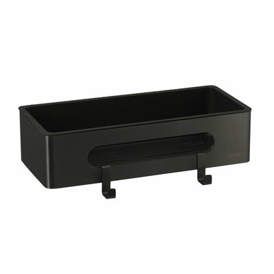 9772044 Полка для душа прямая Lemark SHELF LINE из нерж. стали с крючками, черный/ вставка-пластик черный LEMARK