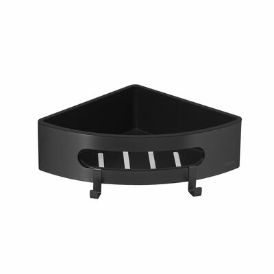 9772047 Полка для душа угловая Lemark SHELF LINE из нерж. стали с крючками, черный/ вставка-пластик черный LEMARK