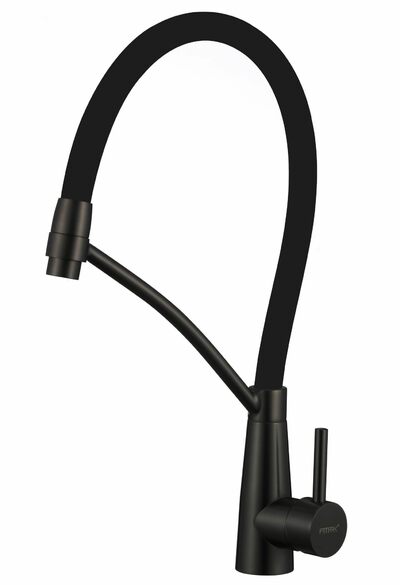 FS8255H-01 Смеситель Кухня FMARK с гибким изливом (цвет излива чёрный) шар. d=35, на гайке, Чёрный, матовый