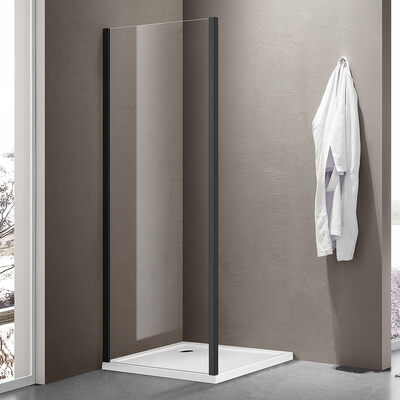 Боковая часть душ. ограждения SANTREK AQUA Iris- SP-800-C-Matt Black 800*1850 стекло Прозр 6мм, профиль Чёрный