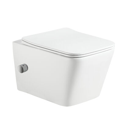 Унитаз подвесной безободковый HOLLER BLOCK BIDET (520*340*355мм, сиденье дюропласт, микролифт) белый. со смесителем и функцией биде