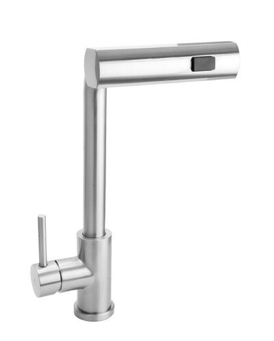 Смеситель Кухня SANTREK AQUA-824 "INOX" шар d-35 нерж. Многофункциональный выдвижной излив-лейка (сатин)