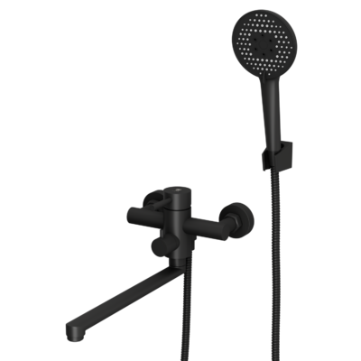 Смеситель для ванны с длинным поворотным изливом RUSH Melos SUS1101-51Black черный РАСПРОДАЖА