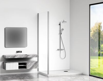 Боковая часть GOOD DOOR CUBE SP-100-C-СН стекло Прозрачное 5 мм профиль ХРОМ