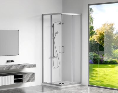 Душ.ограждение GOOD DOOR CUBE CR- 100-С-СН , Г-образное, стекло Прозрачное 5мм, профиль ХРОМ (без поддона и автослива)