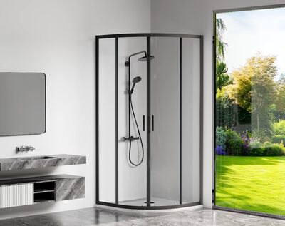 Душ.ограждение GOOD DOOR CUBE R- 80-С-B Радиусное, стекло Прозрачное 5мм, профиль Чёрный (без поддона и автослива)
