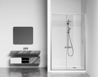 Душ.ограждение GOOD DOOR CUBE WTW- 120-С-СН Прямое, стекло Прозрачное 5мм, профиль ХРОМ (без поддона и автослива)