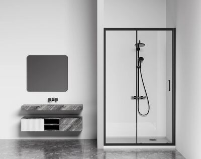 Душ.ограждение GOOD DOOR CUBE WTW- 140-С-B Прямое, стекло Прозрачное 5мм, профиль Чёрный (без поддона и автослива)
