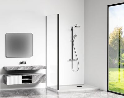 Боковая часть GOOD DOOR CUBE SP-80-C-B стекло Прозрачное 5 мм профиль Чёрный