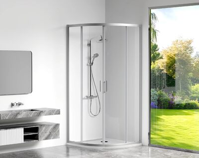 Душ.ограждение GOOD DOOR CUBE R- 80-С-CH Радиусное, стекло Прозрачное 5мм, профиль ХРОМ (без поддона и автослива)