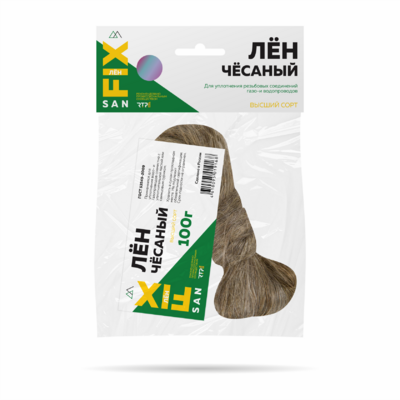 Лён сантехнический чесаный моченцовый, коса 100 гр., SANFIX 40729