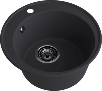 Мойка SANTREK AQUA Ovola SAO48 D=479 мм, круглая (черный) (+сифон)