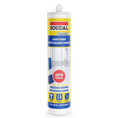 Силикон санитарный SOUDAL НЕЙТРАЛЬНЫЙ бесцветный 15*280 мл (арт.118311)
