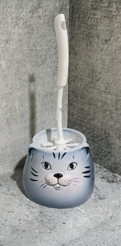 Подставка под ёрш (+ ершик) "Кошка серая" МИНИ