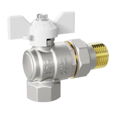 Кран вода LD Pride 3/4" г/ш баб (белая) американка УГЛОВОЙ LD 47.206.20 W