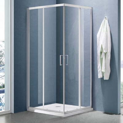 Душевое ограждение SANTREK AQUA Lea- CR-900*800-C-Brushed 900*800*1850 Г-обр. стекло Прозр 5мм, профиль Сатин