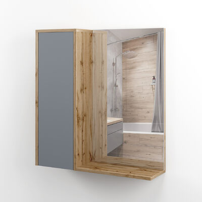 Зеркало-шкаф SANTREK HOME "Альберо-60" (Дуб вотан/Графит софт) 1 дверь 600х650х165
