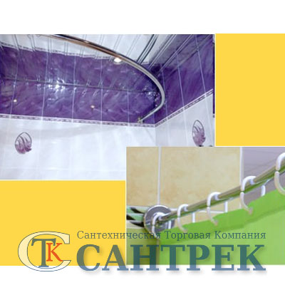 Карниз д/ванной нержавейка Дуга 1,7м х 1,1м (труба: 25х1 (мм)