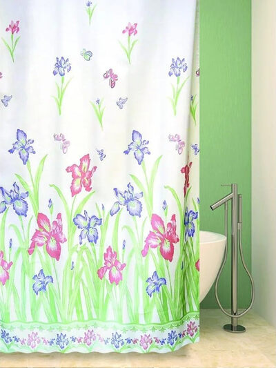 Штора для ванн BATH 180х180 (Flower Village) зеленый/ голубой (21213/1-Р) (19 )