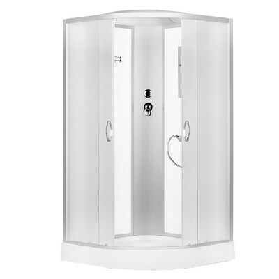 Душ. кабина ER3508P-C3-RUS 80*80*215см,зад.стенка белое.ст.мат 4мм. низ. под. без г/м.проф.хром. 3к.
