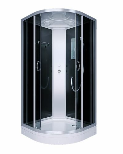 Душ. кабина ER3508P-C4/C2 RUS 80*80*215см,зад.с.черная стекло ст.тонир.4мм.низ.под..без г/м проф.хром. 3к.