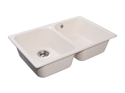 Мойка для кухни GranFest QUARZ GF-QUARZ 15 2 чаши 740*480 мм без сифона (15 белый)