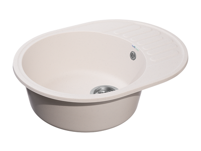 Мойка для кухни GranFest QUARZ GF-QUARZ 58 РОНДО чаша+крыло 620*480 мм без сифона (58 белый)