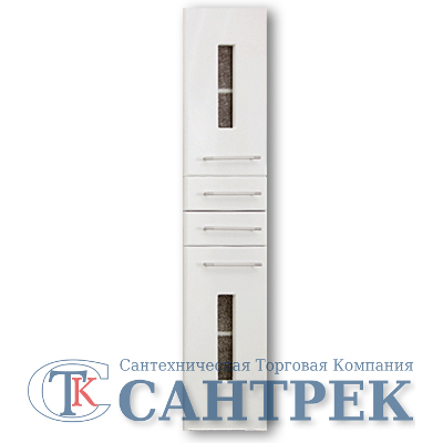 Пенал SANTREK HOME "Идеал" (Белый) (стекло) 2 двери 2 ящика Правый 400*1950*346*