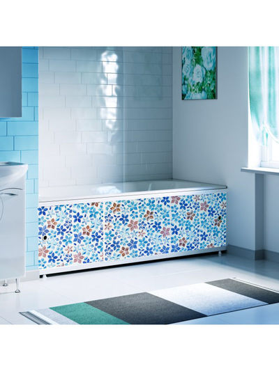 Экран под ванну "Престиж DECOR" 1,7 м с алюм. рамой (035Н Мозаика синяя) Alavann D