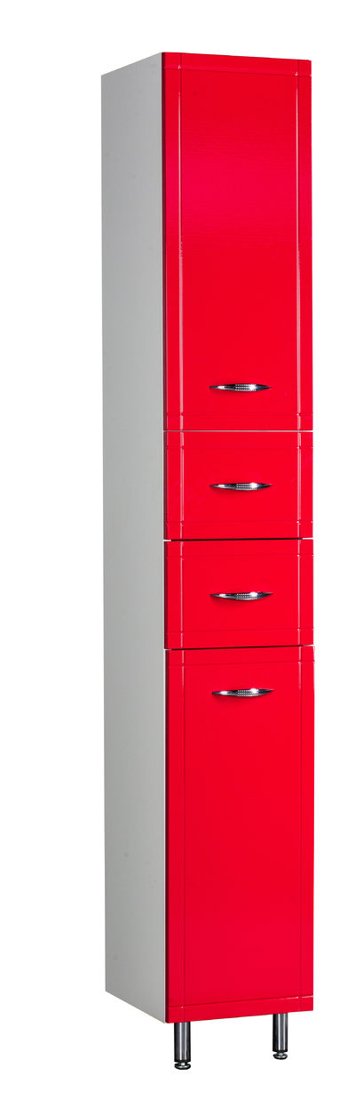 Пенал SANTREK HOME "Мальта-30" (Красный) 1 дверь 2 ящика с корзиной Левый 300х1920х338 *