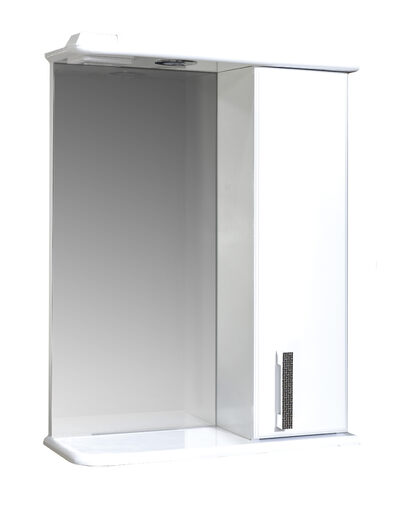 Зеркало-шкаф SANTREK HOME "Марта-55" (Белый) с подсветкой Правый 550*725*180