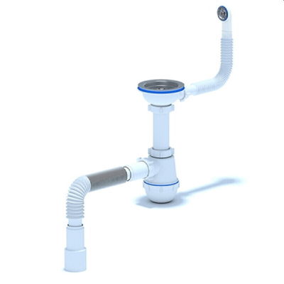 A0142SA15 Сифон АНИ Пласт Грот 3 1/2"* 40 с гибким круглым переливом мойки и г/т 40х40/50