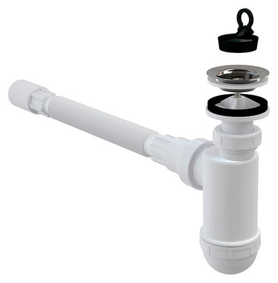 Сифон для умывальника ALCAPLAST с гибким соединением A41Flexi+A710 (AG2105123710) d40 с нерж. решеткой