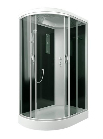 Душ. кабина ER3512PR-C4-RUS 120*80*215см,зад.стенка чер.ст.тон 4 мм низ.под.без г/м проф.хром.3к.(С4*)
