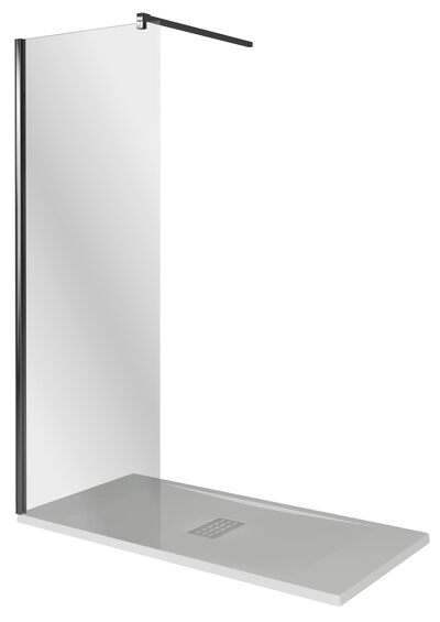Душевое ограждение GOOD DOOR WALK IN SP-100-C-B стекло Прозрачное 6мм, Профиль черный (со штангой в комплекте (до 1м), без стыковочного профиля)