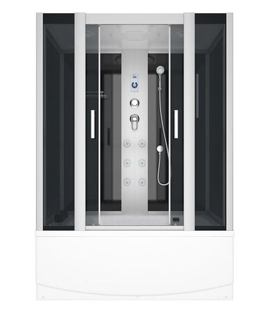 Душевой бокс ER4517TP-C4/C2-RUS1680*800*2150см,зад.стенка чер.стекло тон 4 мм выс. под.г/м проф.хром.без подголовника и сиденья ER4517TP-C4-RUS