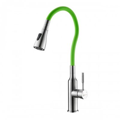 LM5082S-Green Expert Смеситель для кухни с гибким изливом, сталь ЗЕЛЕНЫЙ LEMARK